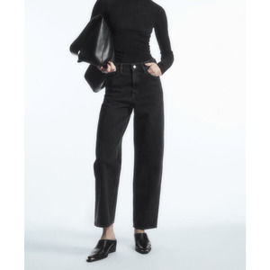 COS Women's Size 29/27 Regular Black Washed High Rise Tapered Jeans